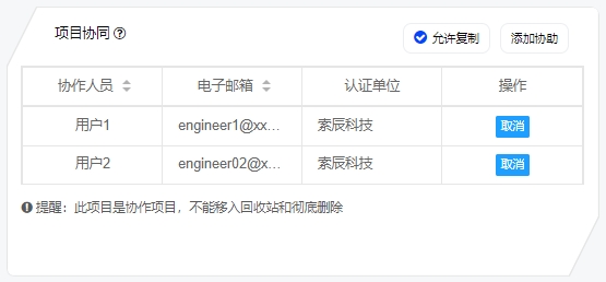 项目协同面板