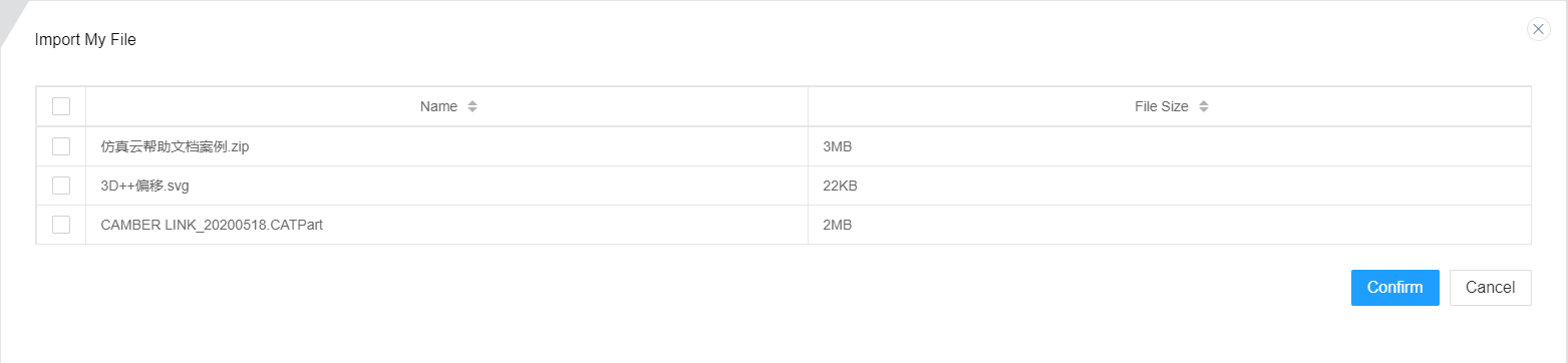 Import My File Popup